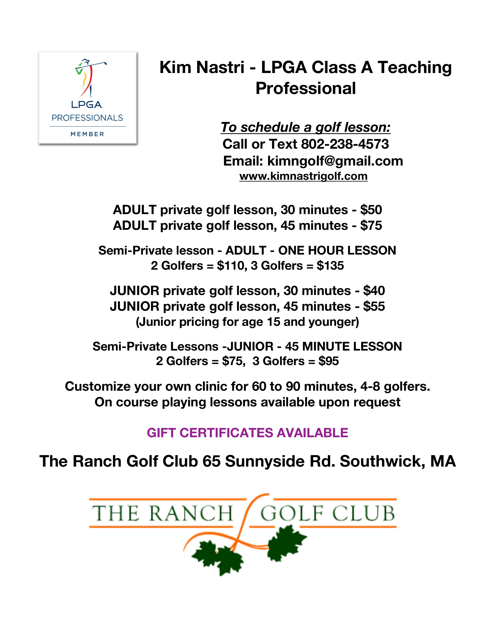 Kim Nastri Lesson Flyer Ranch 2026 Pdf 1