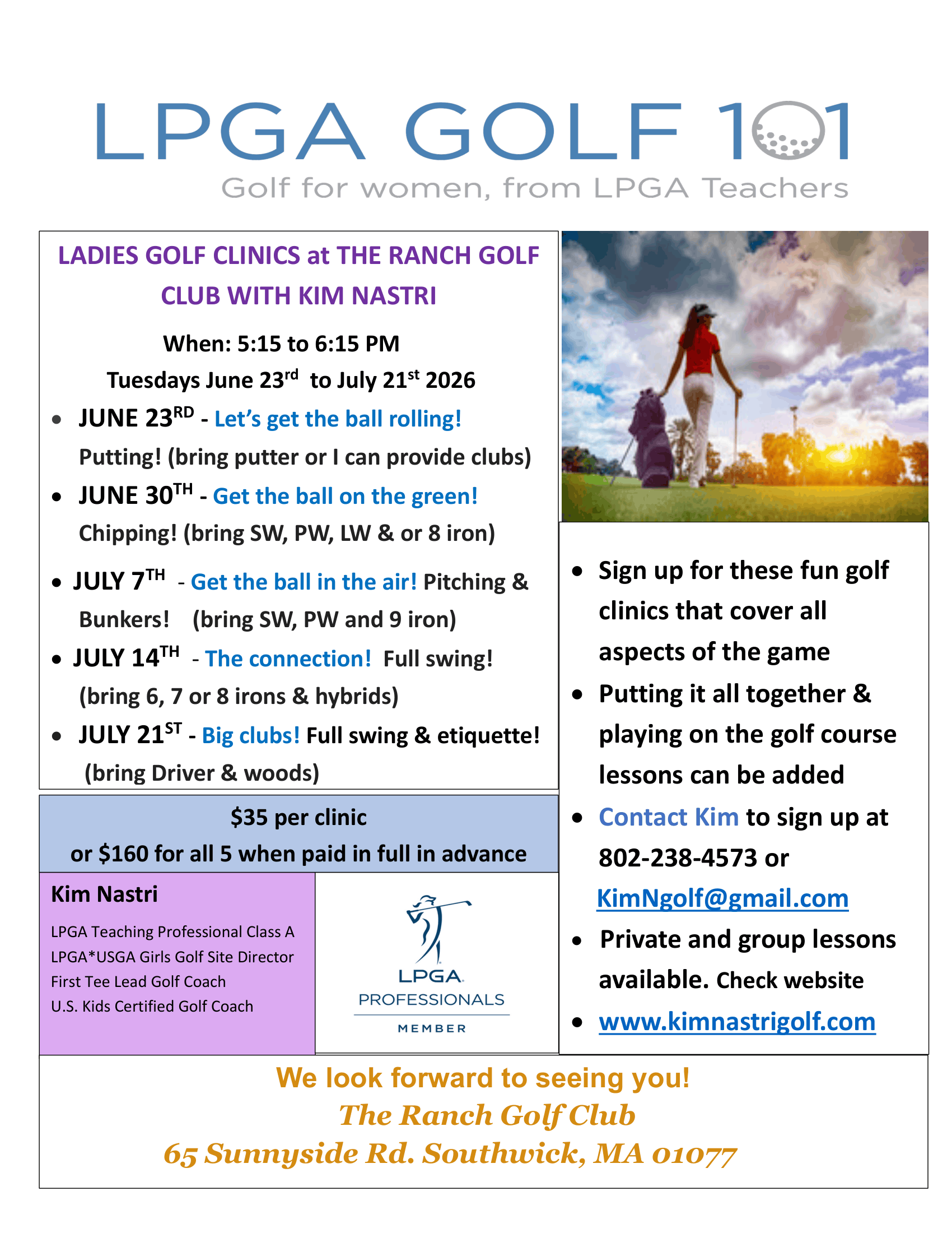 LPGA ladies clinics 2026 6 23 7 21 1